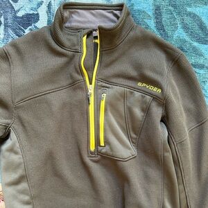 Men’s Large Pullover - Olive color with yellow zipper